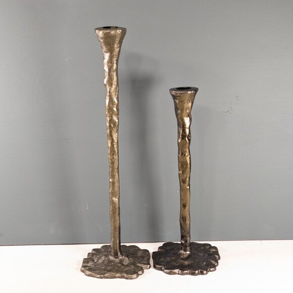 Pair of modernist candlesticks, Brutalist style MCM home décor - Picture 1 of 11